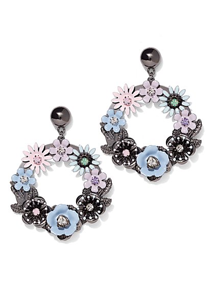 Women S Earrings New York Company Fl Hoop Drop Earring New York Company