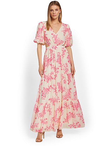 Floral-Print Cut-Out Side Maxi Dress - Flying Tomato - New York & Company
