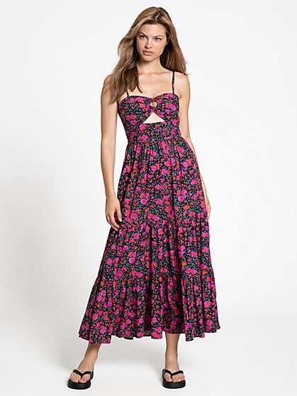 Floral-Print Cut-Out Waist Maxi Dress - Fore Collection - New York & Company