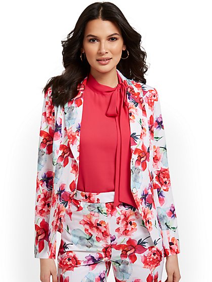 Floral-Print Double-Button Jacket - New York & Company