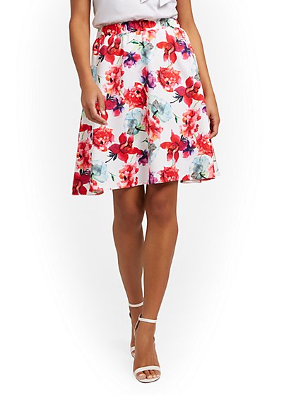 Floral-Print Flare Skirt - New York & Company