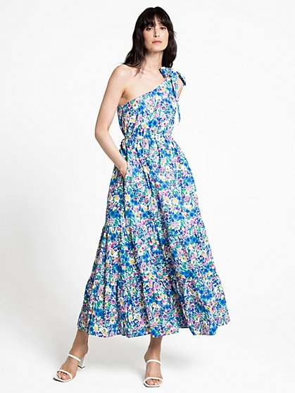 Floral-Print One-Shoulder Maxi Dress - Lena - New York & Company