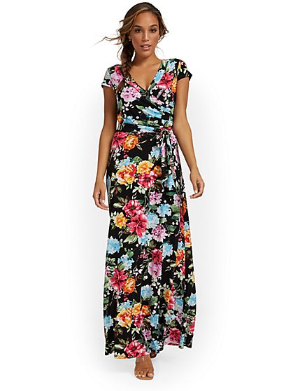 Floral-Print Wrap Maxi Dress - New York & Company