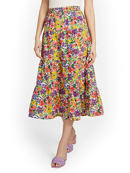 Floral Tiered Midi Skirt - New York & Company