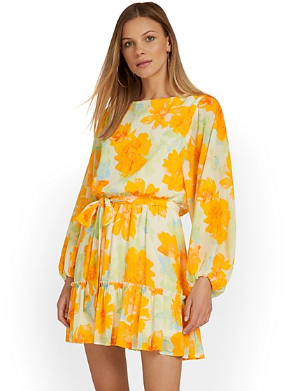Floral Tiered Mini Dress - Flying Tomato - New York & Company
