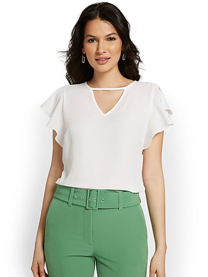 Flutter-Sleeve Cut-Out Top - New York & Company