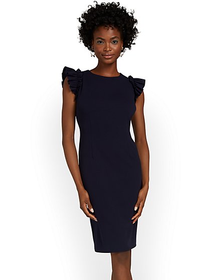 Flutter-Sleeve Sheath Dress - Magic Crepe® - New York & Company