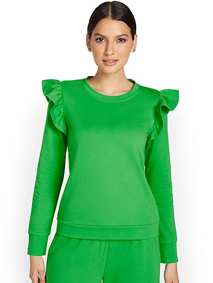 French Terry Ruffle Pullover - New York & Company