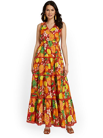 Fruit-Print Maxi Dress - New York & Company