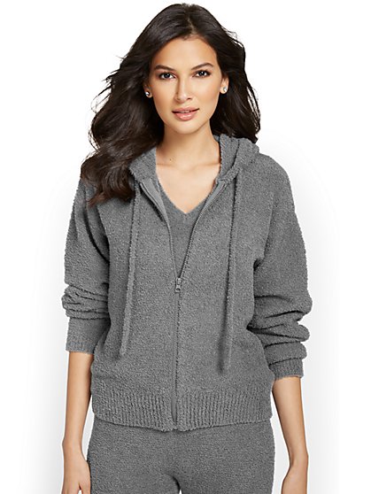 Fuzzy Zip-Front Hoodie - Ultra Cozy Collection - New York & Company