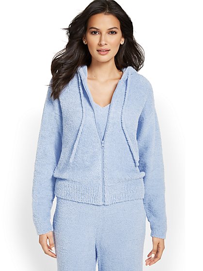Fuzzy Zip-Front Hoodie - Ultra Cozy Collection - New York & Company