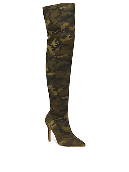 Gia Thigh High Boot - Camo-Print | New 