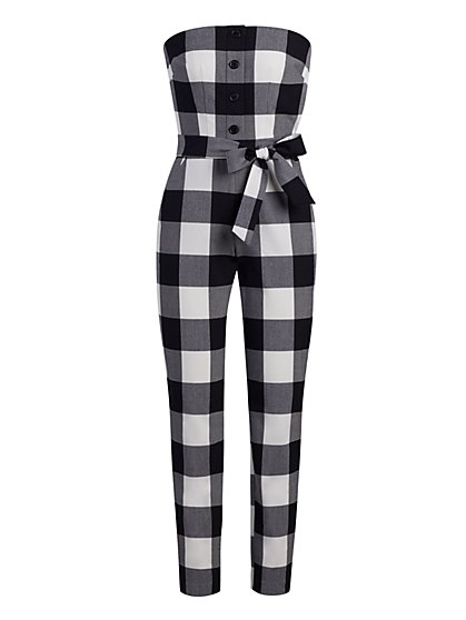 black and white gingham jumpsuit