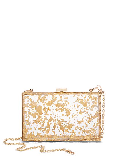 Gold-Flake Clear Clutch Bag - Urban Expressions - New York & Company