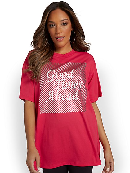 Good Times Oversized Graphic Tee - New York & Company