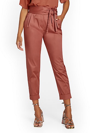 High-Waisted Belted Ankle Pant - New York & Company