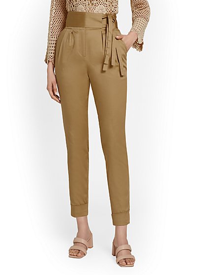 High-Waisted Belted Ankle Pant - New York & Company