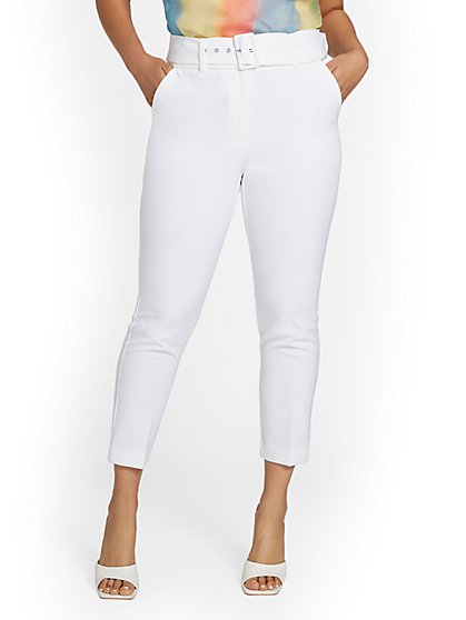 High-Waisted Belted Skinny Ankle Pant - New York & Company