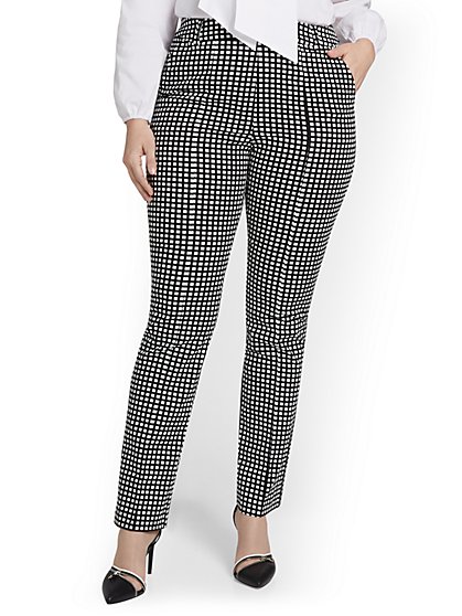 High-Waisted Check Straight-Leg Pant - NY&Chic Collection - New York & Company