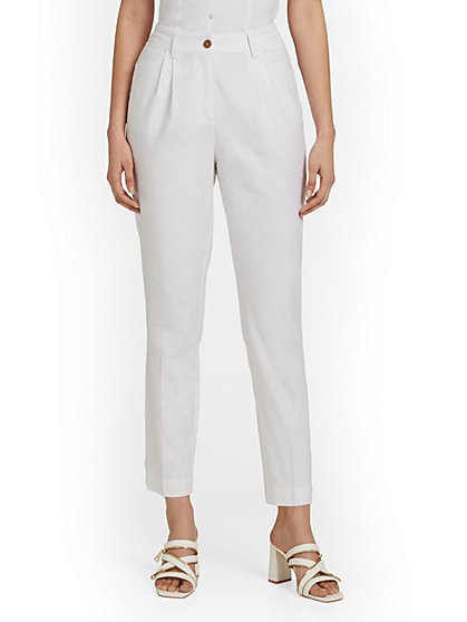 High-Waisted Linen-Blend Ankle Pant - New York & Company