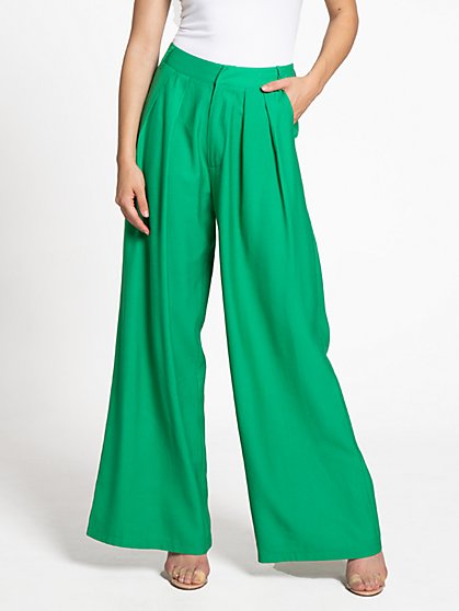 High-Waisted Pleated Linen Pants - Fore Collection - New York & Company