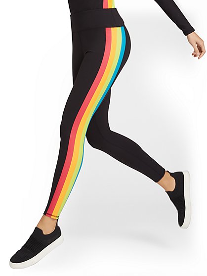 High-Waisted Rainbow-Stripe Pocket Legging - City Contour - New York & Company