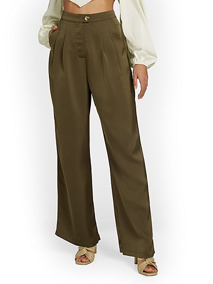 High-Waisted Relaxed Satin Wide-Leg Pant - Emory Park - New York & Company