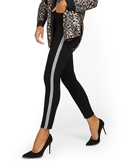 High-Waisted Sequin Stripe Skinny Jeans - New York & Company