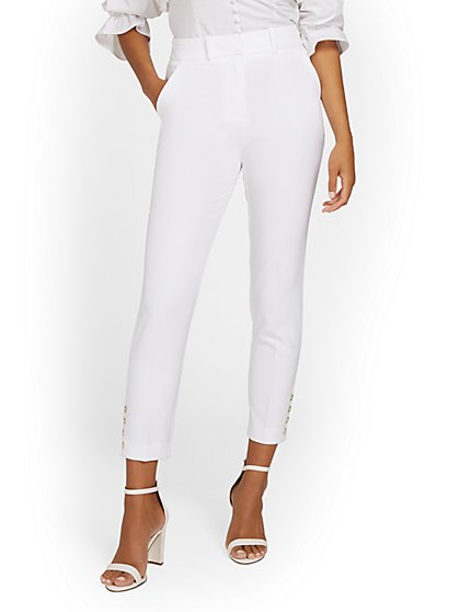 High-Waisted Side-Button Ankle Pant - New York & Company