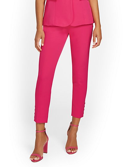High-Waisted Side-Button Ankle Pant - New York & Company