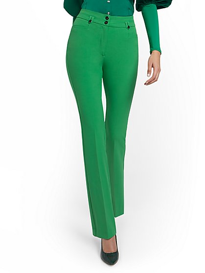 High-Waisted Two-Button Straight-Leg Pant - Essential Stretch - 7th Avenue - New York & Company