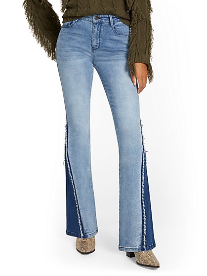 High-Waisted Wide-Leg Accent-Side Jeans - New York & Company