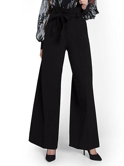 High-Waisted Wide-Leg Suspender Pant - New York & Company