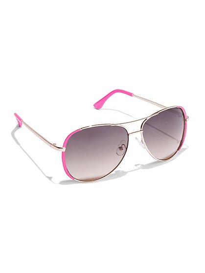 Hot Pink Aviator Sunglasses - New York & Company