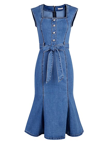 denim dress with bow