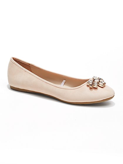 Jeweled Faux-Suede Ballet Flat - New York & Company