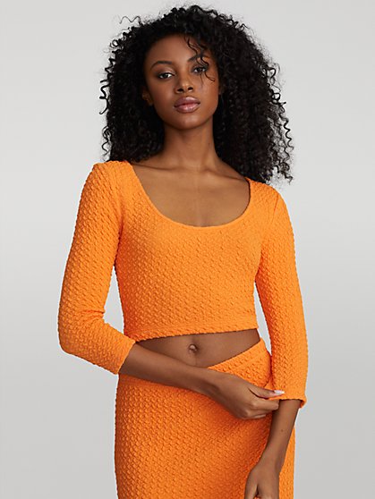 Jeze Long-Sleeve Crop Bubble Top - Gabrielle Union Collection - New York & Company