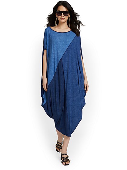 Knit Spliced Caftan Maxi Dress - New York & Company