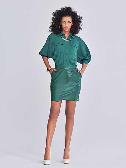 Kondra Faux-Leather Shirtdress - Gabrielle Union Collection - New York & Company