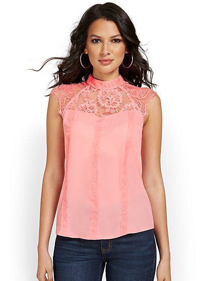 Lace Inset Top - New York & Company