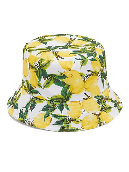 Lemon-Print Bucket Hat - New York & Company