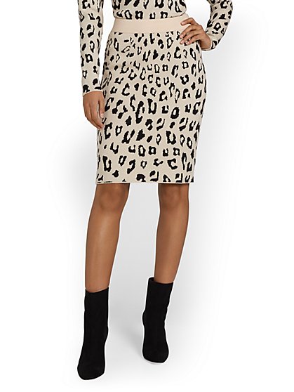 Leopard-Print Banded Midi Pencil Skirt - Allie Rose - New York & Company