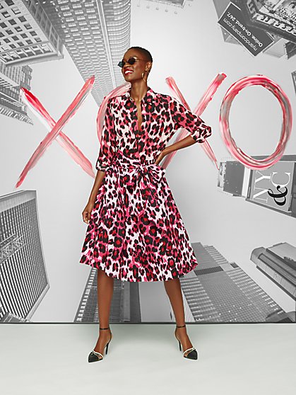Leopard-Print Poplin Tie-Waist Skirt - New York & Company
