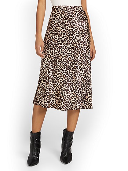 Leopard-Print Slip Skirt - New York & Company