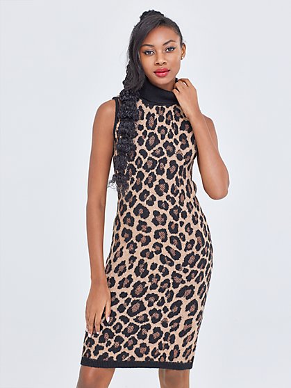 Leopard-Print Turtleneck Sheath Dress - Gabrielle Union Collection - New York & Company
