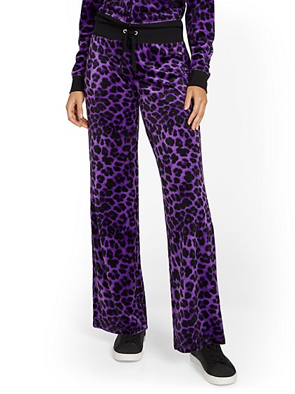 Leopard-Print Velour Straight-Leg Pant - Dreamy Velour Collection - New York & Company