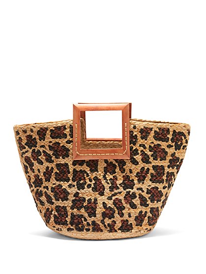 Leopard-Print Woven Top-Handle Bag - New York & Company