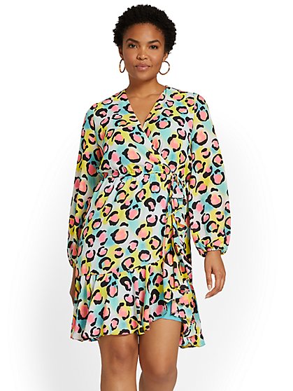Leopard-Print Wrap Dress - New York & Company