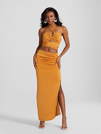 Lesedi Ruched Shimmer Skirt - Gabrielle Union Collection - New York & Company