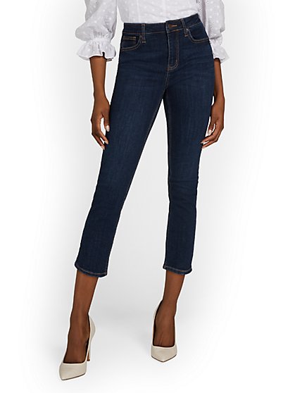 Lexi High-Waisted Super-Skinny Capri Jeans - Dark Blue Wash - New York & Company